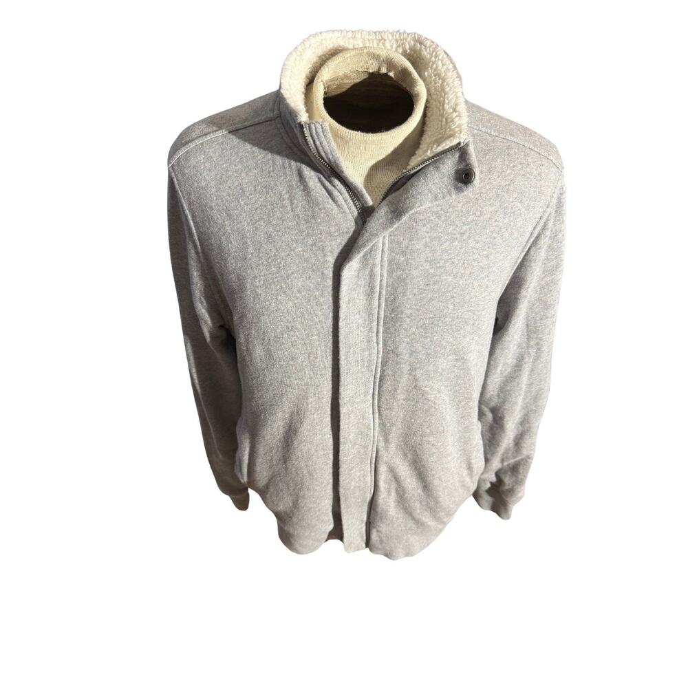 Lucky Brand Grey Label Sherpa Lined Jacket Men L Gray Full Zip Fleece Collar 275